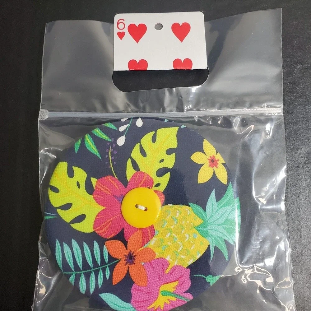 Fabric Playing‎ Card Holder Helping Hands Lot Of 2 + Cards, Tropical / Flowers